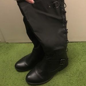 Wanted brand black knee-high leather boots